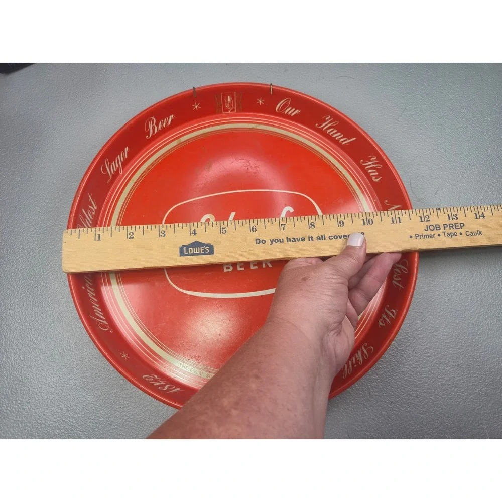 Vintage Schaefer Beer Metal Serving Tray Red Canco America's Oldest Lager 12
